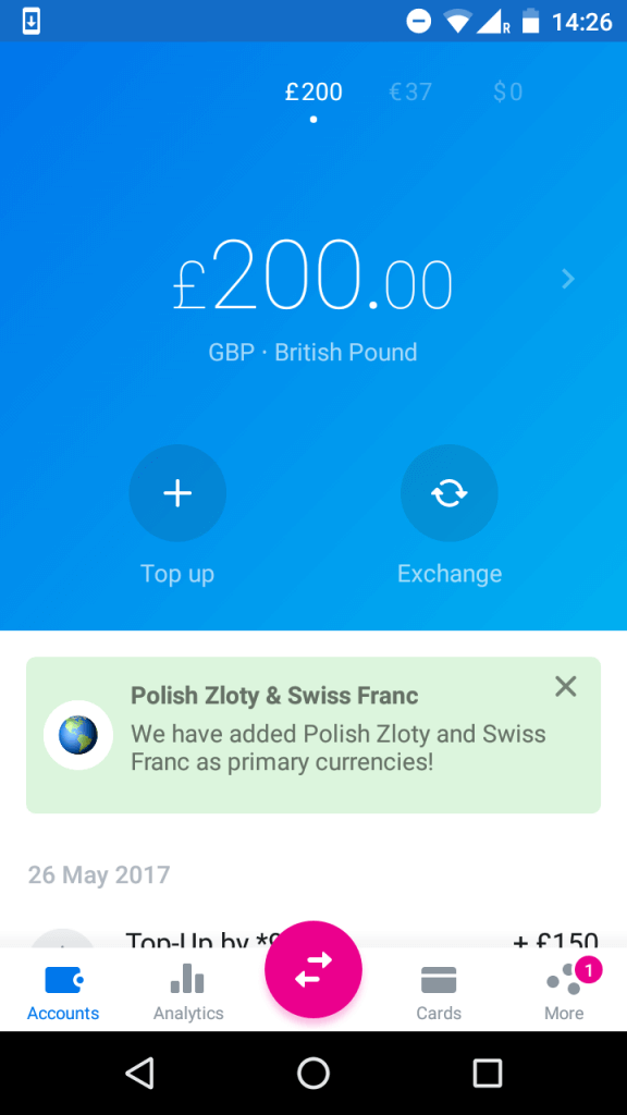 Revolut makes it easy to check on your balance in all currencies.